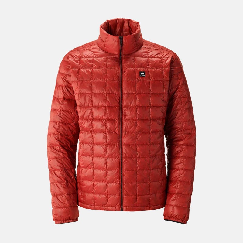 Jones Men's Ultra Re-Up Down Recycled Jacket 2024 in the Safety Red colorway.