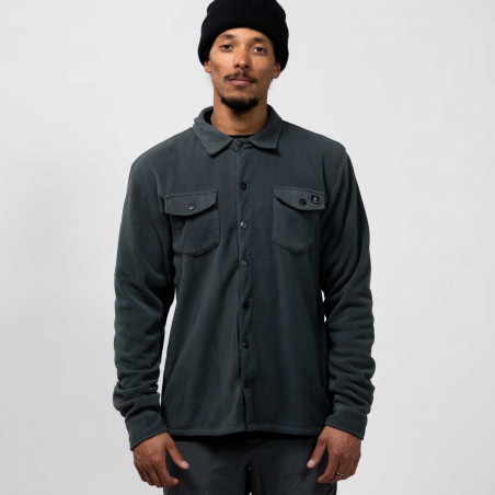 Men's December Recycled Fleece Shirt in the Stealth Black colorway.