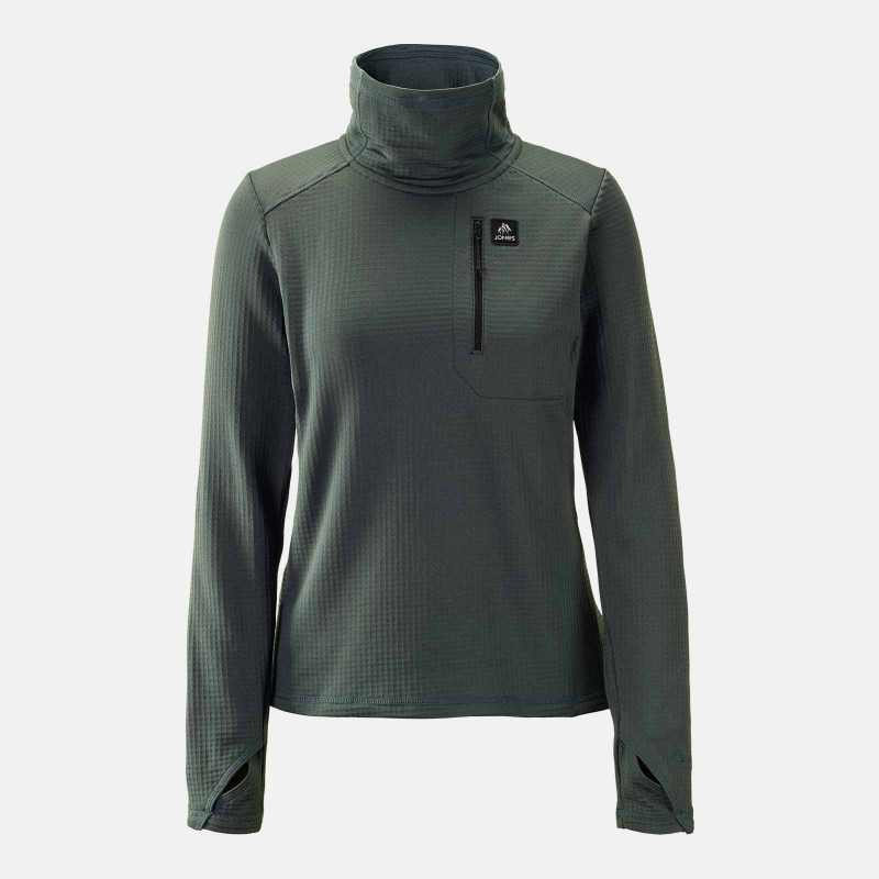 Jones Women's Flagship Recycled Grid Fleece Pullover in the Stealth Black colorway