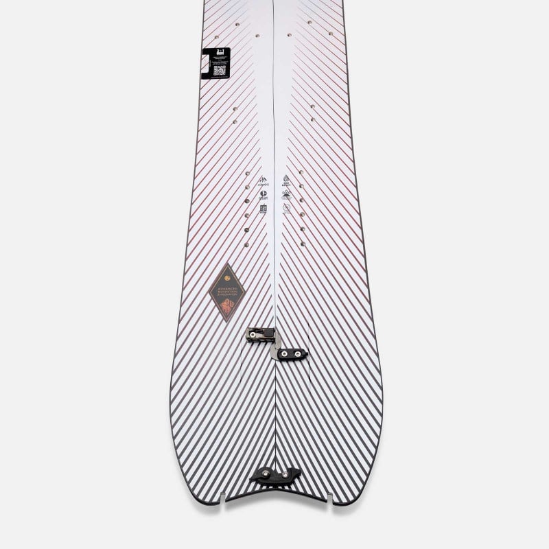 Jones Men's Stratos Splitboard 2024 tail details with Quick Tension Tail Clip notches